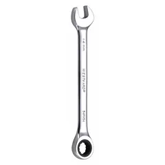 Alloy steel construction with a chrome finish. 14 mm head size, 7 1/2 in overall length. Standard rounded design. Suitable for tightening and loosening 14 mm fasteners in industrial maintenance, assembly, and repair tasks.