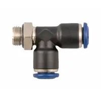 AIGNEP USA Push-Fit Tee Fitting: 5/16 in OD x 5/16 in Pipe x 5/16 in OD Size, Nylon, Black (MPN 85222-05-02)