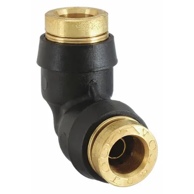 PARKER Push-Fit Elbow Fitting: 1/4 in OD x 1/4 in OD Fitting Size - Brass & Composite Air Brake Fittings