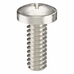 Pan head machine screw with #10-24 thread, 1/2 in length, made from 316 stainless steel with a plain finish. Features a #2 Phillips drive. Suitable for general industrial assembly applications requiring corrosion resistance. Supplied in a 25-piece pack.
