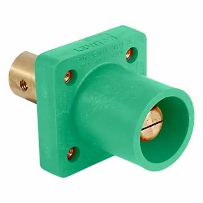 LEVITON Single Pole Receptacle: Green, Straight Taper Nose Mating - Receptacles with Bus Bar Terminations