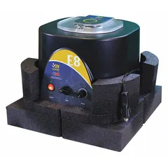 Portable centrifuge with 8 x 15 mL capacity and variable speed control. Analog display, 12V operation. For separation of blood, urine, and other fluids in field or laboratory settings.