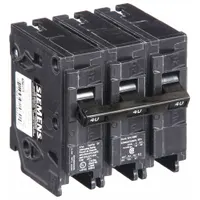 Three-pole miniature circuit breaker rated 40 A at 240V AC, designed for plug-in installation in load centers. Provides overcurrent protection for branch circuits in electrical distribution systems. Type Std, interrupting capacity 10 kA at 120V AC