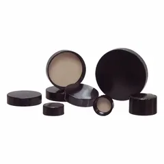 Black phenolic screw-on cap with a 24-400 mm closure size and F217/PTFE liner. Designed for sealing laboratory bottles, providing chemical resistance for storing solvents, reagents, and samples.