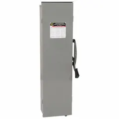 This SQUARE D fusible safety switch is rated for 30 A, three-phase, 240V AC applications. The galvanized steel enclosure is suitable for both indoor and outdoor use. It serves as a disconnecting means for electrical circuits in industrial and commercial installations.