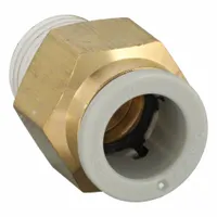SMC Push-Fit Adapter Fitting: 10 mm OD x 1/4 in Pipe Size, Push-to-Connect x BSPT, Brass, Brass (MPN KQ2H10-02AS)
