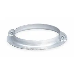 Round wall mounting bracket for passthrough devices, rated for 3-hour fire resistance. Overall dimensions: 2 in height, 4 in length, 2 in width. Used to secure cables or equipment passing through fire-rated walls.