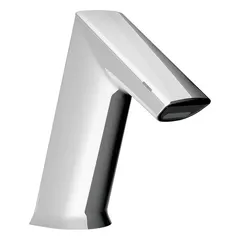 This SLOAN BASYS single-post sensor faucet is constructed of cast zinc with a chrome finish. It operates on battery power using four AA alkaline batteries (included) and features laminar flow for reduced splashing. Suitable for touch-free hand washing in commercial restrooms and public facilities.