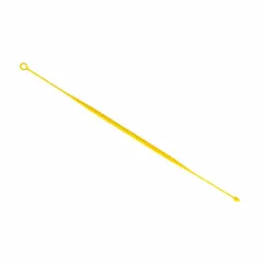 Yellow ABS inoculating loop with 203 mm overall height. Designed for transferring and streaking microbial cultures on agar plates or Petri dishes. Sterile, single-use tool for microbiology laboratory procedures.