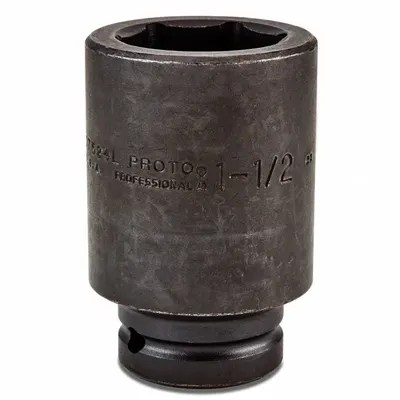 PROTO Impact Socket: 3/4 in Drive Size, SAE, 1 1/2 in Socket Size, 6-Point, Deep - 3/4" Drive Impact Sockets