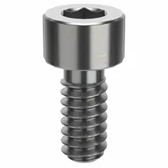 Inch-system standard socket head cap screw with #4-40 thread size and 1/4 in length. Made from 316 stainless steel (H5) with a plain finish and right-hand thread. Features a 3/32 in hex drive size. Used for fastening components in machinery, equipment, and assemblies requiring corrosion resistance.