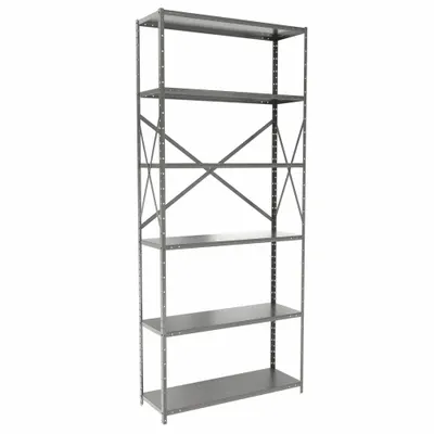 HALLOWELL Metal Shelving: Standalone, Medium-Duty, 48 in x 18 in, 84 in Overall Ht - Medium-Duty Standalone Open Metal Shelving