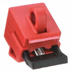 Clamp-on lockout for securing internal-trip multi-pole breakers in the OFF position during maintenance. Rated for 120/277V AC. Supplied in a 6-pack. Does not include a cable tie slot.