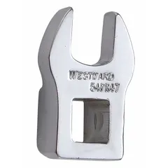 This metric open end crowfoot wrench features a chrome finish and a rounded head design. With an 11 mm head size and 3/8 in drive, it is used to access fasteners in confined spaces where standard sockets or wrenches cannot fit, such as in automotive, hydraulic, and industrial maintenance tasks.