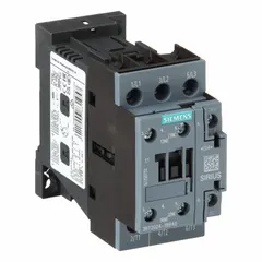 This Siemens non-reversing IEC contactor is rated for 12 A with a 24V DC coil. It features 3 poles and 3 normally open (3NO) contacts, without integrated surge suppression. Suitable for switching loads in motor control, lighting, and heating applications.