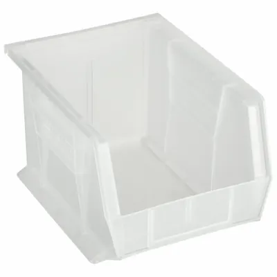 AKRO-MILS Hang and Stack Bin: 8 1/4 in x 10 7/8 in x 7 in, Clear, Label Holder Included - Clearview Plastic Bins