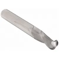 Carbide ball end mill with 23/64" diameter, 1" length of cut, and 2-1/2" overall length. Two-flute design for efficient chip evacuation. Suitable for creating contoured surfaces, slots, and 3D profiles in metal and composite materials