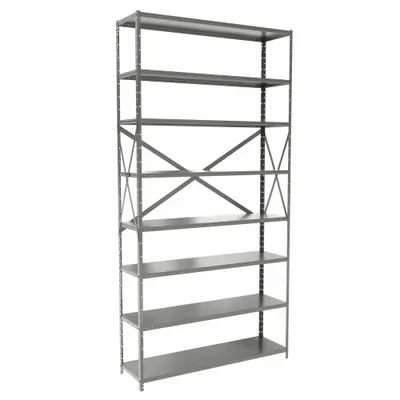 HALLOWELL Metal Shelving: Standalone, Medium-Duty, 48 in x 12 in, 84 in Overall Ht - Medium-Duty Standalone Open Metal Shelving