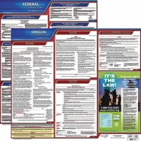 This set includes two polypropylene posters, each 19 in x 27 in, printed in English. It covers Oregon state and federal labor law posting requirements, including FMLA content. Suitable for workplace compliance displays