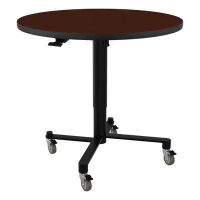 NATIONAL PUBLIC SEATING Café Table: Laminate, Mahogany, 40 1/2 in Overall Ht - Max - Adjustable-Height Cafe & Breakroom Tables