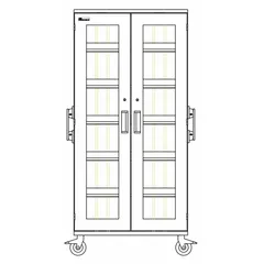 This mobile medical shelf cabinet features an antimicrobial white finish and five shelves, each 33 inches wide. It is designed for organized storage of medical supplies and equipment in healthcare settings, supporting infection control protocols. The cabinet measures 36 x 27 x 78 inches and is finished in white.