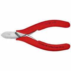 Oval-head diagonal cutting pliers with a 4 1/2 in overall length, 1/2 in jaw length, and 1/2 in jaw width. Designed for cutting wire, cable, and small fasteners in confined spaces. Suitable for electrical, machining, and general maintenance tasks.