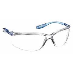 These 3M safety glasses feature a frameless design with a clear, anti-fog lens and clear frame. They provide impact protection and are suitable for industrial environments such as machining, material handling, and general plant maintenance where unobstructed vision and comfort for extended wear are required.