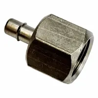 MEM-CO Mini Barb Fitting: 1/2 in Pipe x 3/16 in ID Size, FNPT x Tube, Brass, 11/16 in Overall Lg (MPN 1/2FLB5-NP)