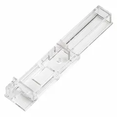 Clear polycarbonate lockout device designed for toggle-type wall switches. Provides a secure isolation point for padlocks during lockout/tagout procedures, allowing visual verification of switch position to prevent accidental re-energization.