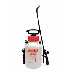 SOLO Handheld Sprayer: Spot, 1 1/2 gal Tank, Poly Tank, 20 ft Max Spray Distance, 45 psi, Adj Nozzle (MPN 454V). Key specifications — Brand: SOLO; Chemical Compatibility: Herbicide; Tank Material: Poly.
