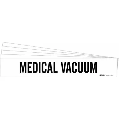 BRADY Pipe Marker: Medical Vacuum, White, Black, Fits 2 1/2 to 7 7/8 in Pipe O.D. - Medical Vacuum Adhesive Pipe Markers