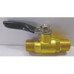 Ball valve for air compressor systems, providing quarter-turn on/off shutoff to control airflow. Suitable for industrial pneumatic applications requiring positive flow isolation.