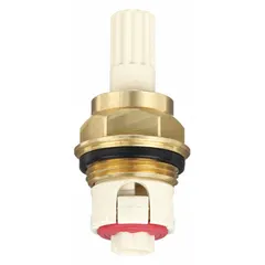 Brass disc faucet cartridge with ceramic disc for hot water applications. Compatible with Price Pfister/Pfister series faucets. Includes one cartridge per package.