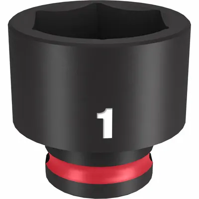 MILWAUKEE Standard Impact Socket: 3/8 in Drive Size, SAE, 1 in Socket Size, 6-Point - 3/8" Drive Impact Sockets