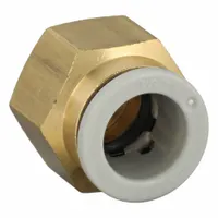 SMC Push-Fit Adapter Fitting: 10 mm OD x 1/8 in Pipe Size, Push-to-Connect x BSPT, Brass, Brass (MPN KQ2H10-01AS)