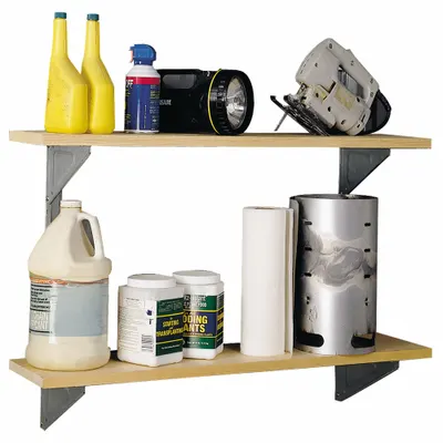 ARROW Shelving Kit SS404: 1 in x 8 3/8 in x 35 3/4 in, Gray, Steel, 2 Shelves - Storage Accessories for Steel Sheds