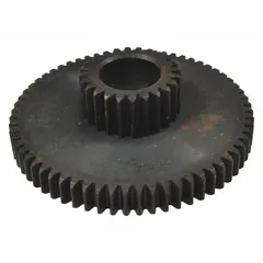 Intermediate cluster gear for hoist systems, used to transmit torque between shafts in lifting and material handling applications. Replacement component for specific Dayton hoist models.