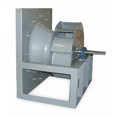 Unassembled belt-drive plenum blower with backward-curved wheel. Delivers 12,851 cfm at 0.250 in SP. Powered by a 230V AC totally enclosed fan-cooled motor. Suitable for industrial air movement in HVAC systems, ventilation, and exhaust applications.