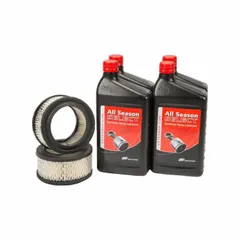 This electric air compressor start up kit is intended for initial setup of new or rebuilt compressors. It includes components to prepare the compressor for first operation, ensuring proper lubrication during the break-in period.