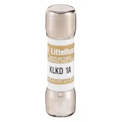 Fast-acting cylindrical fuse rated 1 A at 600 V AC and 600 V DC. Midget form factor with dimensions 13/32 in x 1 1/2 in. Provides overcurrent protection in industrial control circuits, power supplies, and machinery.