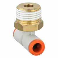SMC Push-Fit Tee Fitting: 1/4 in OD x 1/4 in OD x 3/8 in Pipe x 1/4 in Pipe Size, White (MPN KQ2T07-03AS)