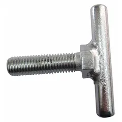 This T-bolt is a hardware component used to secure and align lift tables and pallet positioners. It is compatible with part number 21VG45 and manufacturer part number Drum Grab, supporting stable attachment of accessories in material handling applications.
