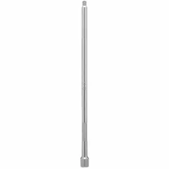 This 3/8" drive hand socket extension extends the reach of ratchets and torque wrenches to access recessed fasteners. With a 14-inch overall length, it provides extra clearance in confined spaces such as engine bays or machinery assemblies. The extension features a chrome finish and standard type design.