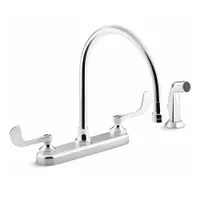 KOHLER Gooseneck Kitchen Faucet: Triton Bowe™, Brass, Widespread, Deck, 4 Mounting Holes, Chrome (MPN K-810T71-5AFA-CP)
