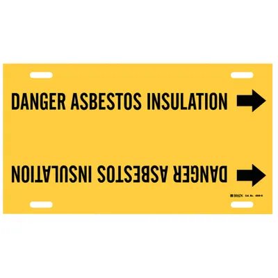 BRADY Danger Asbestos Insulation Strap-On Pipe Marker - Danger Asbestos Insulation Strap-On Pipe Markers