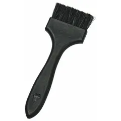 This lab brush features black yarn bristles and a polypropylene handle. It is non-sparking and suitable for cleaning in environments where static discharge or sparks must be avoided, such as workstations handling sensitive components.