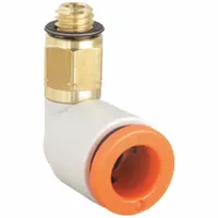 SMC Push-Fit Elbow Fitting: 1/4 in OD x 1/4 in Pipe Size, Push-to-Connect x MUNF, Brass, White (MPN KQ2L07-32A)
