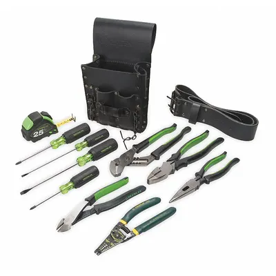 GREENLEE Electricians Tool Kit: 10 Total Pcs, Tool Pouch - Tool Sets with Tool Pouch