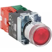 DAYTON Illuminated Push Button: Illuminated, Extended Profile, Metallic, 22 mm, 1NO/1NC