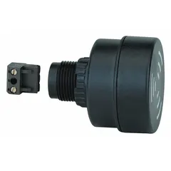 This WERMA buzzer alarm is designed for indoor and outdoor use, providing audible signals for machine status, process alerts, or safety warnings. It operates on 24V AC/DC with a power rating of 0.25 W and features a 52 mm diameter black housing.